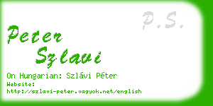 peter szlavi business card