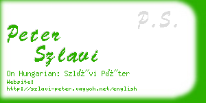 peter szlavi business card